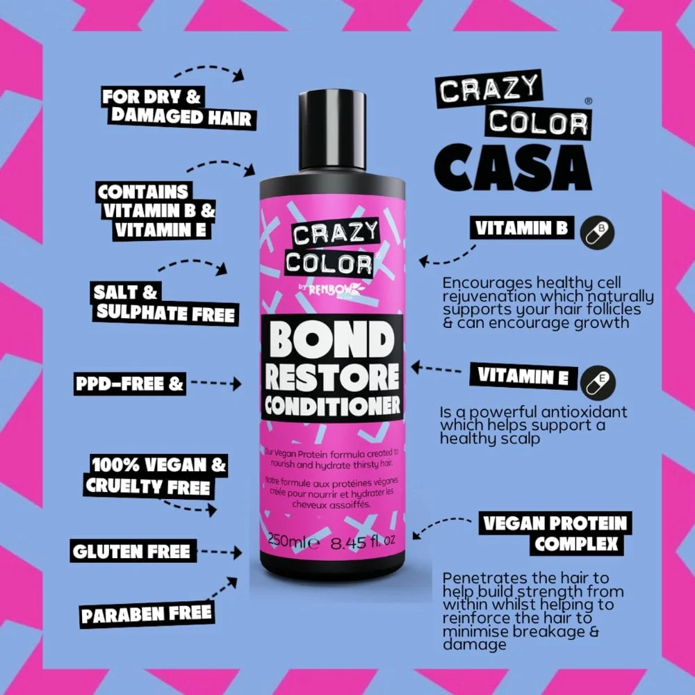Crazy Colour Bond Restore Conditioner with Vegan Proteins 250ml - Image 3