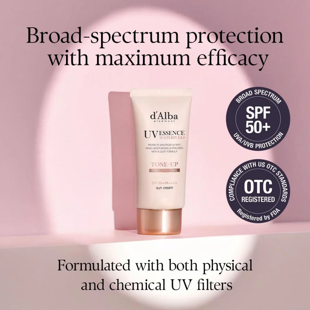 D'Alba UV Essence Waterfull Tone-Up Colour Correcting Sun Cream SPF50+ 50ml - Image 3