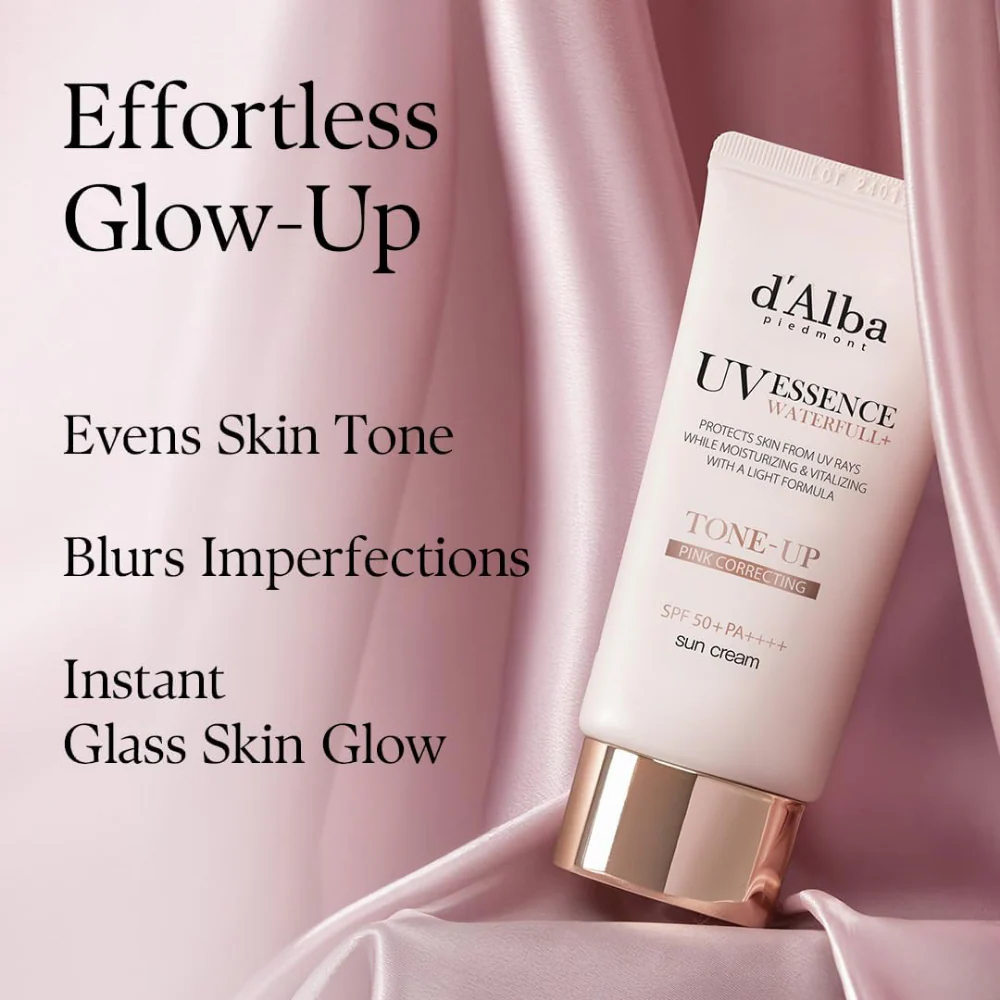 D'Alba UV Essence Waterfull Tone-Up Colour Correcting Sun Cream SPF50+ 50ml - Image 5