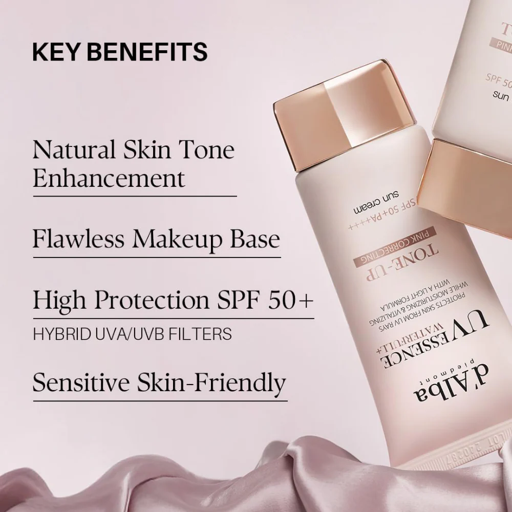 D'Alba UV Essence Waterfull Tone-Up Colour Correcting Sun Cream SPF50+ 50ml - Image 6