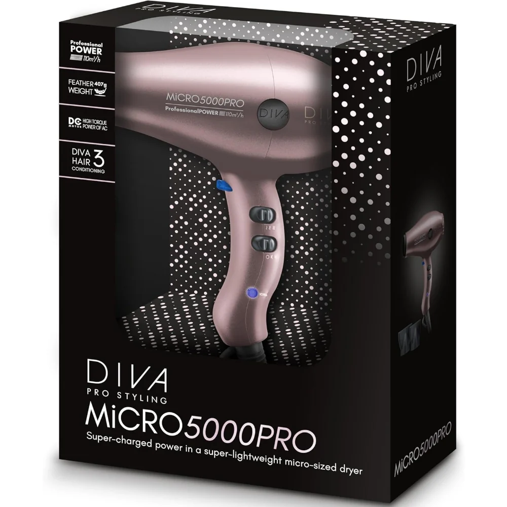 Diva Pro Micro 5000 Pro Hair Dryer Pink - Image 2