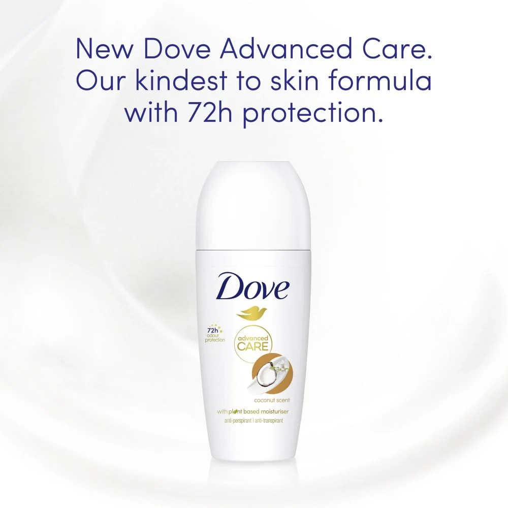 Dove Advanced Care 72h Coconut Anti-Perspirant Deodorant Roll-On 50ml - Image 3