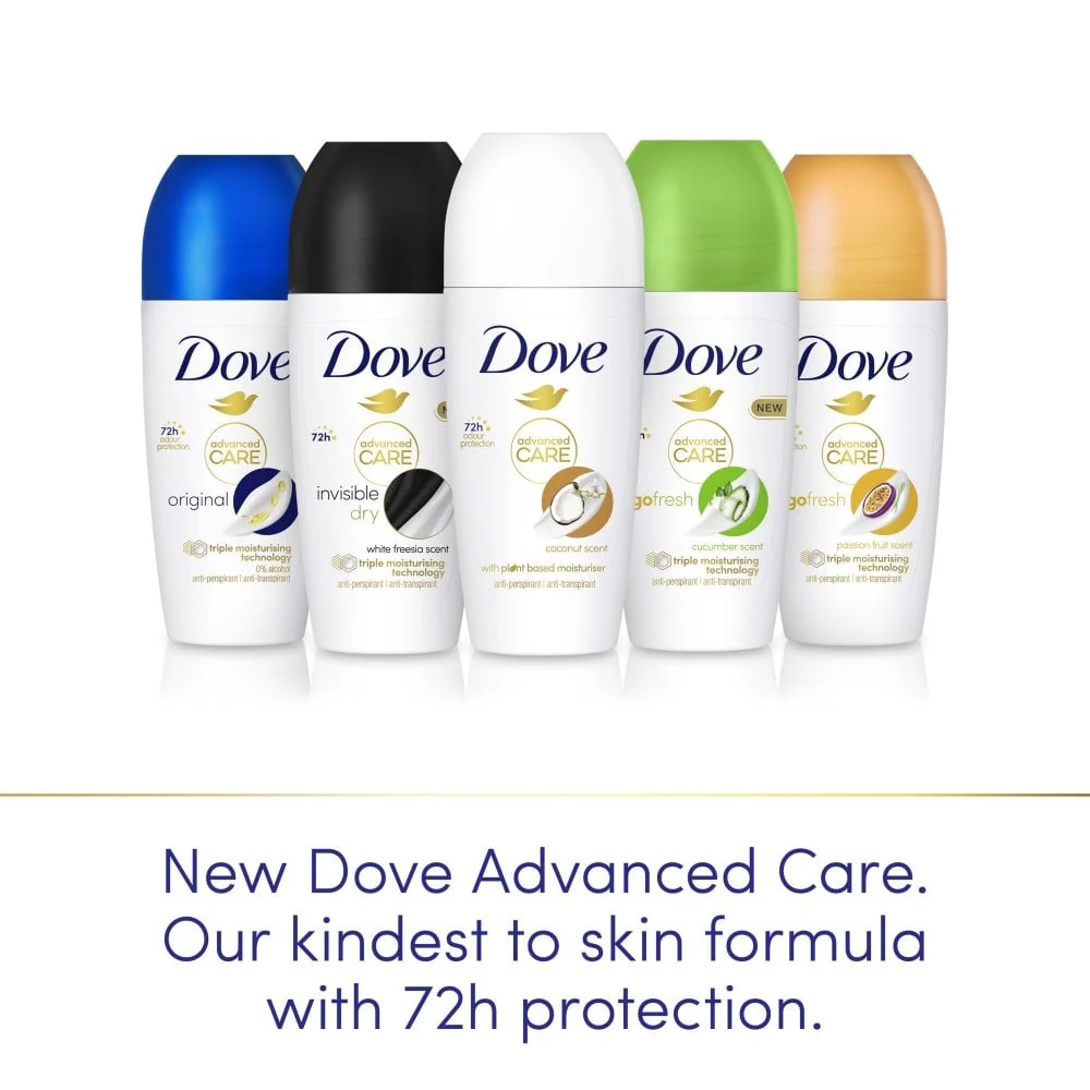 Dove Advanced Care 72h Coconut Anti-Perspirant Deodorant Roll-On 50ml - Image 4