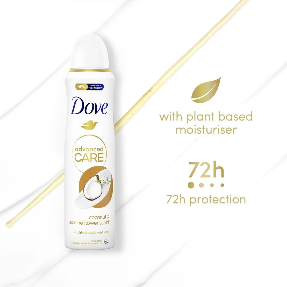 Dove Advanced Care 72h Coconut & Jasmine Flower Anti-Perspirant Deodorant Spray 200ml - Image 5