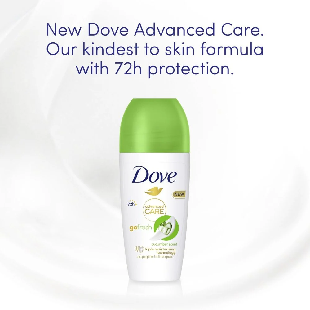 Dove Advanced Care 72h Go Fresh Cucumber Anti-Perspirant Deodorant Roll-On 50ml - Image 3