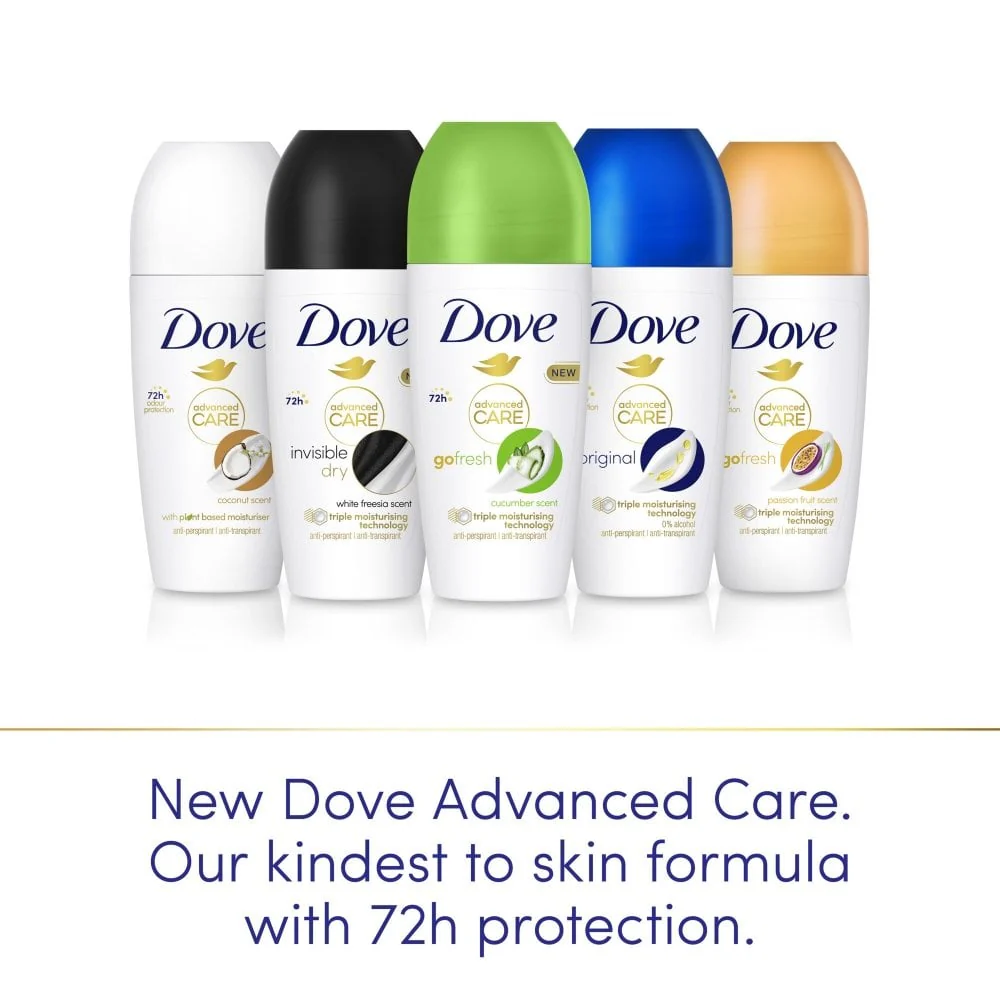Dove Advanced Care 72h Go Fresh Cucumber Anti-Perspirant Deodorant Roll-On 50ml - Image 4