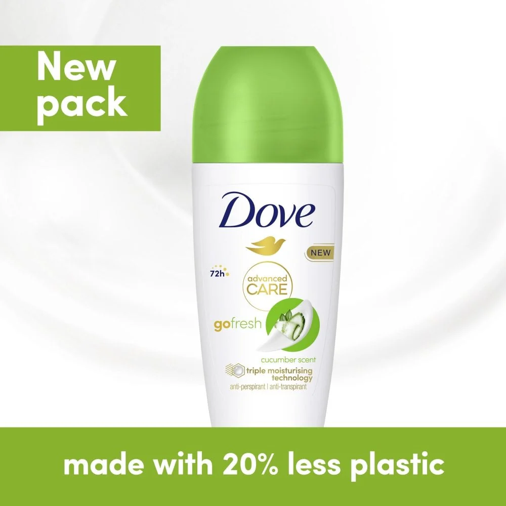 Dove Advanced Care 72h Go Fresh Cucumber Anti-Perspirant Deodorant Roll-On 50ml - Image 6