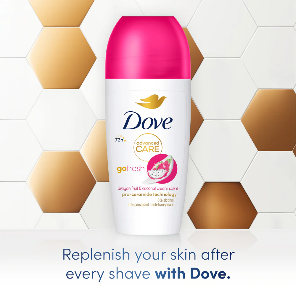 Dove Advanced Care 72h Go Fresh Dragonfruit & Coconut Anti-Perspirant Deodorant Roll-On 50ml - Image 4