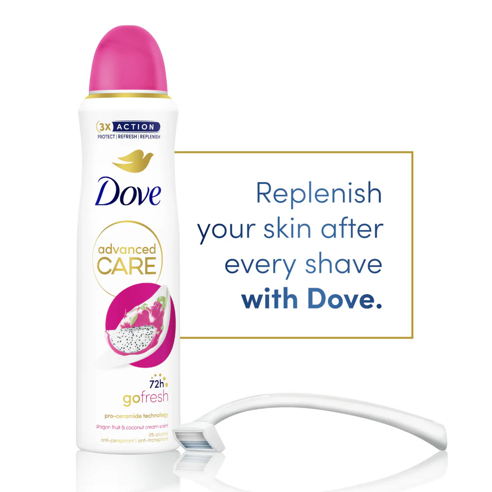 Dove Advanced Care 72h Go Fresh Dragonfruit & Coconut Anti-Perspirant Deodorant Spray 200ml - Image 3