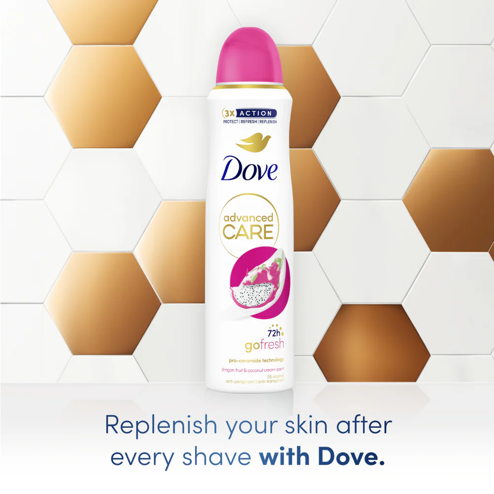 Dove Advanced Care 72h Go Fresh Dragonfruit & Coconut Anti-Perspirant Deodorant Spray 200ml - Image 4