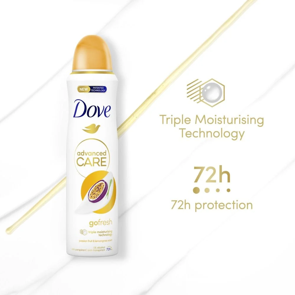 Dove Advanced Care 72h Go Fresh Passion Fruit & Lemongrass Anti-Perspirant Deodorant Spray 200ml - Image 3