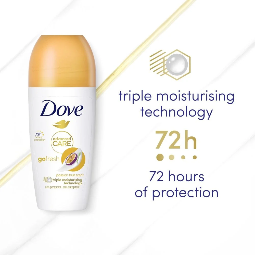 Dove Advanced Care 72h Go Fresh Passionfruit Anti-Perspirant Deodorant Roll-On 50ml - Image 5