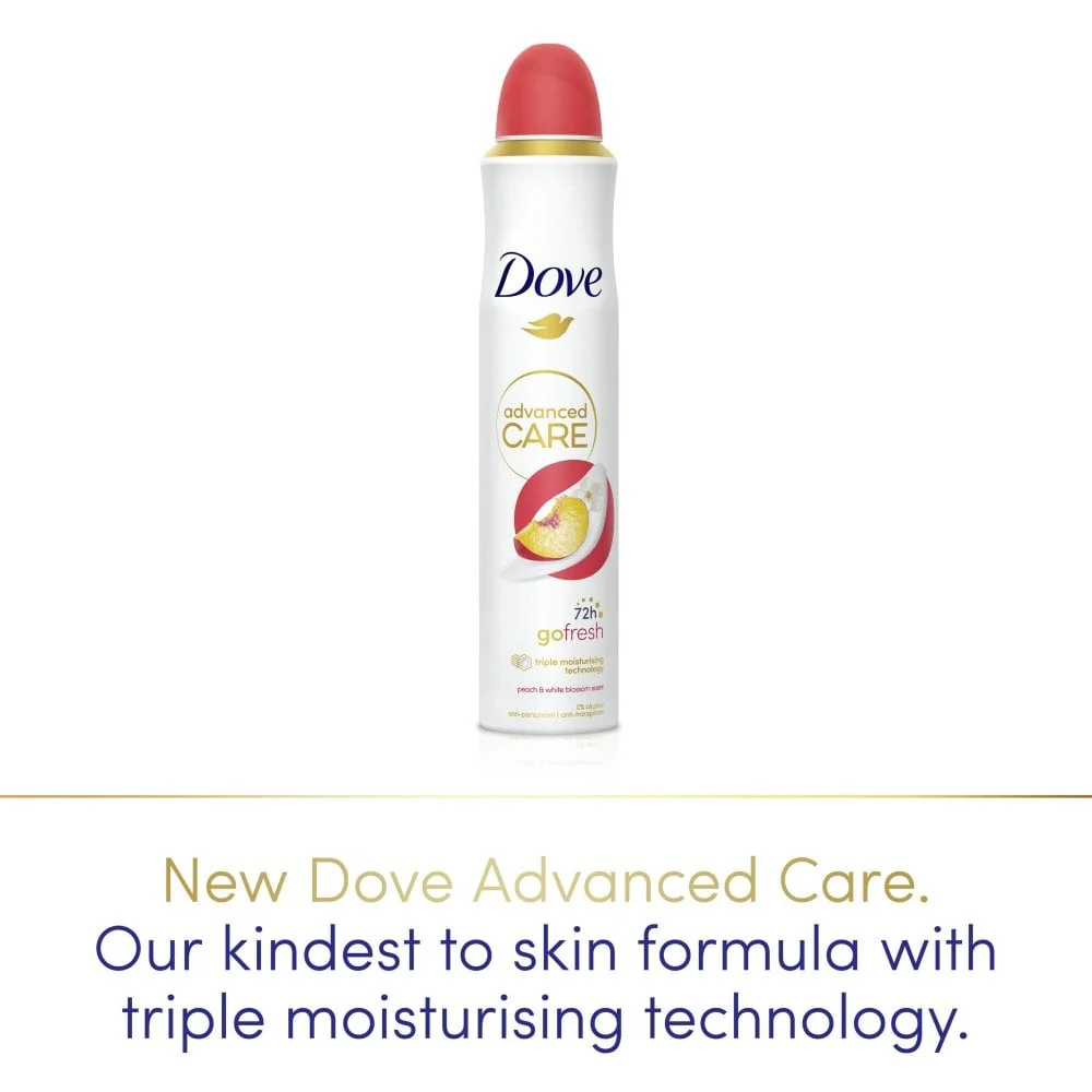 Dove Advanced Care 72h Go Fresh Peach & White Blossom Anti-Perspirant Deodorant Spray 200ml - Image 5