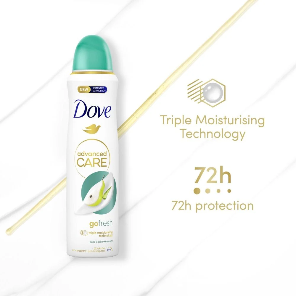 Dove Advanced Care 72h Go Fresh Pear & Aloe Vera Anti-Perspirant Deodorant Spray 200ml - Image 3