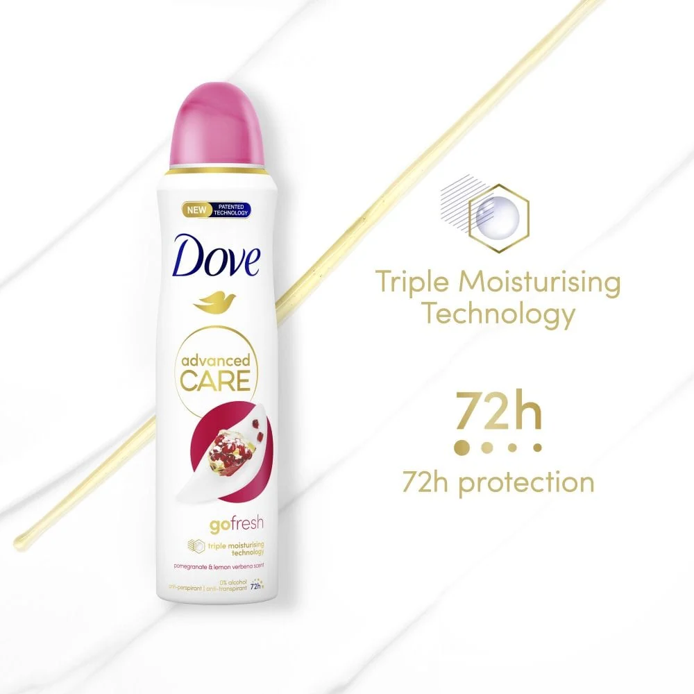 Dove Advanced Care 72h Go Fresh Pomegranate & Lemon Verbena Anti-Perspirant Deodorant Spray 200ml - Image 3