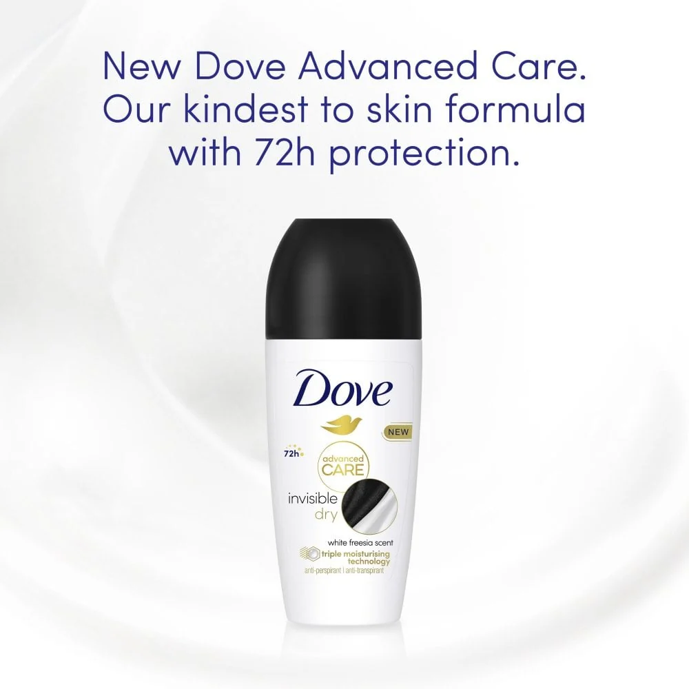 Dove Advanced Care 72h Invisible Dry White Freesia Anti-Perspirant Deodorant Roll-On 50ml - Image 3