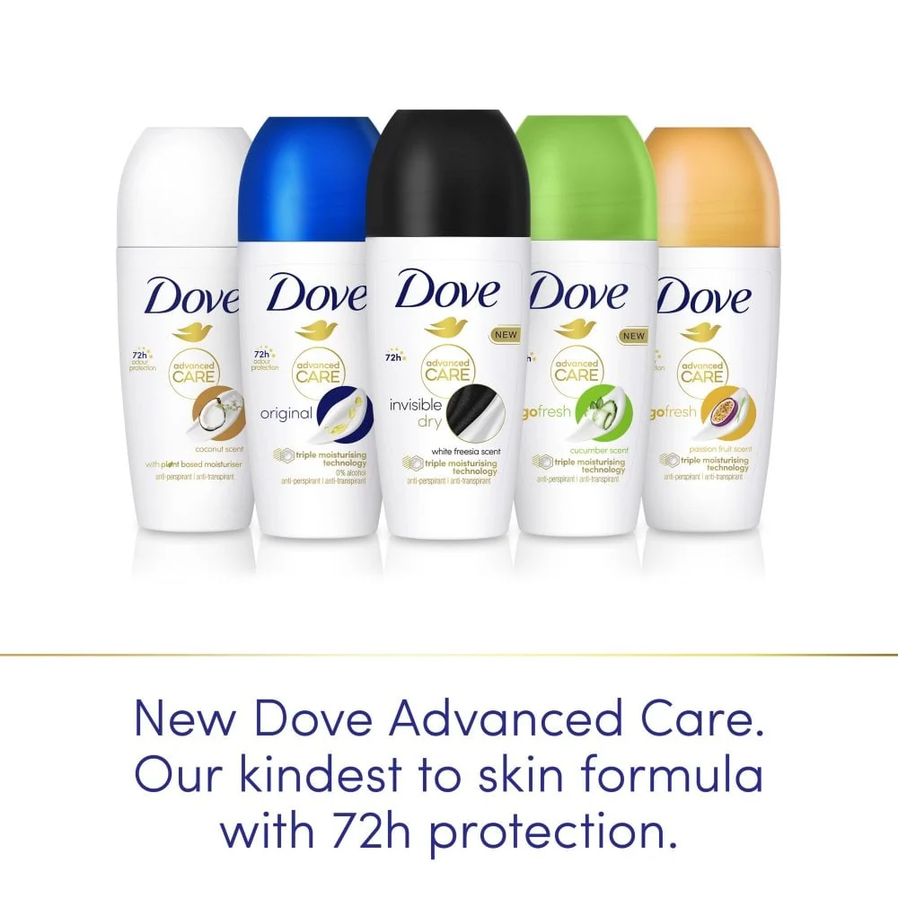 Dove Advanced Care 72h Invisible Dry White Freesia Anti-Perspirant Deodorant Roll-On 50ml - Image 4