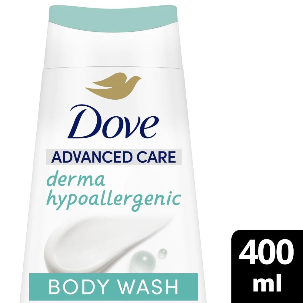 Dove Advanced Care Derma Hypoallergenic Fragrance-Free Body Wash 400ml - Image 3