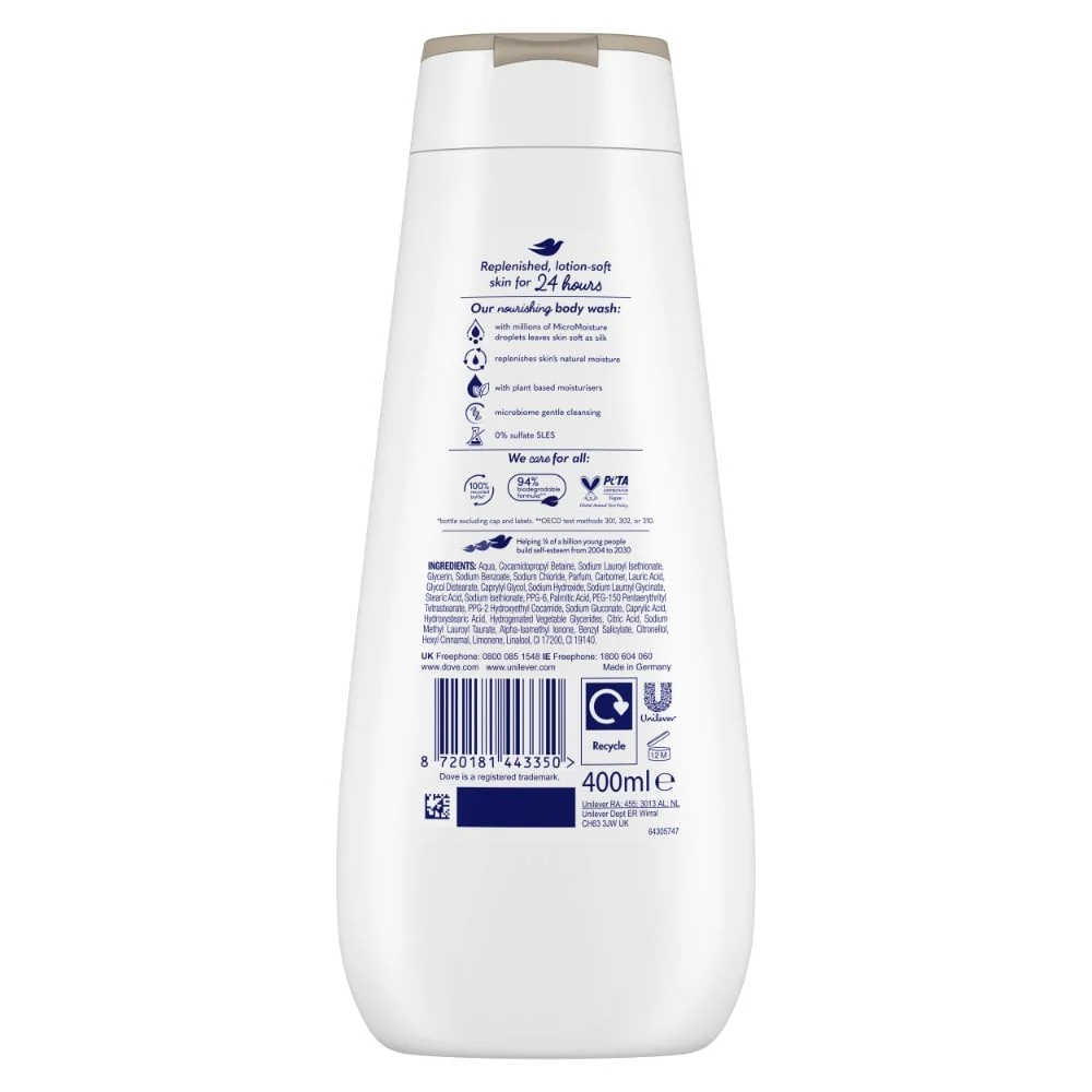 Dove Advanced Care Nourishing Silk Body Wash 400ml - Image 2