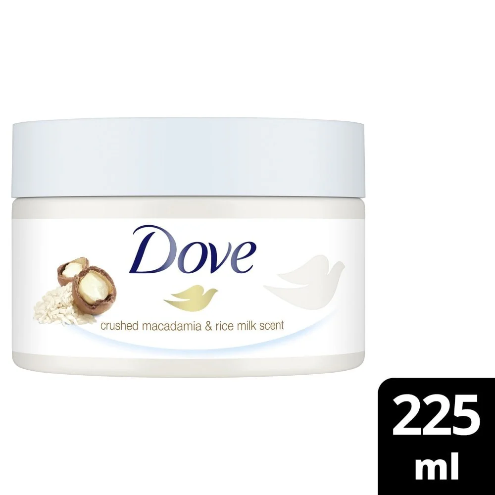 Dove Exfoliating Body Scrub Crushed Macadamia & Rice Milk 225ml - Image 2