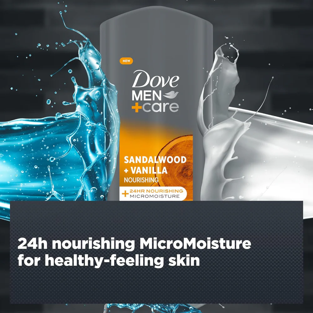 Dove Men Care Sandalwood & Vanilla 3-In-1 Hair, Face & Body Wash 400ml - Image 5