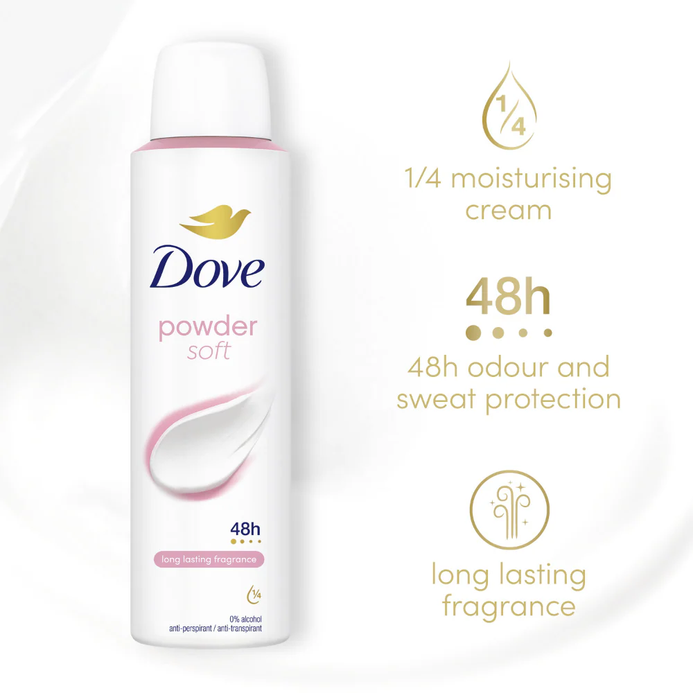 Dove Powder Soft 48h Anti-Perspirant Deodorant Spray 200ml - Image 3