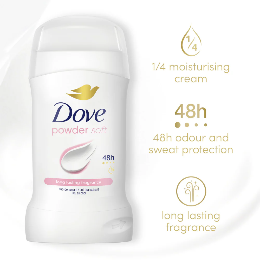 Dove Powder Soft 48h Anti-Perspirant Deodorant Stick 50ml - Image 3
