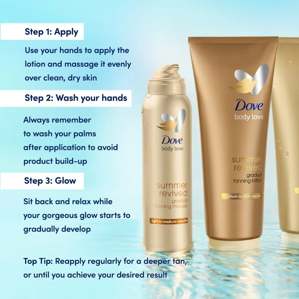 Dove Summer Revived Self Tanning Body Lotion Medium To Dark 200ml - Image 5