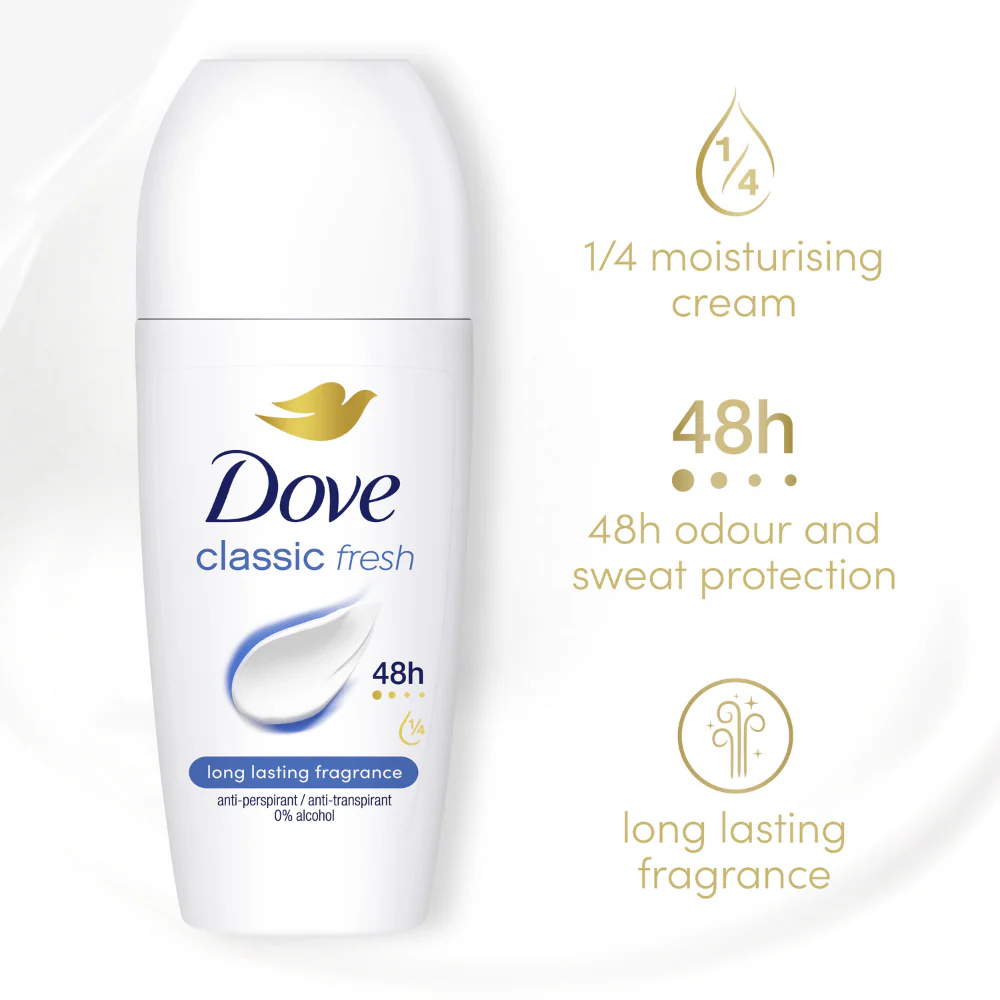 Dove Women Classic Fresh 48h Anti-Perspirant Deodorant Roll-On 50ml - Image 3