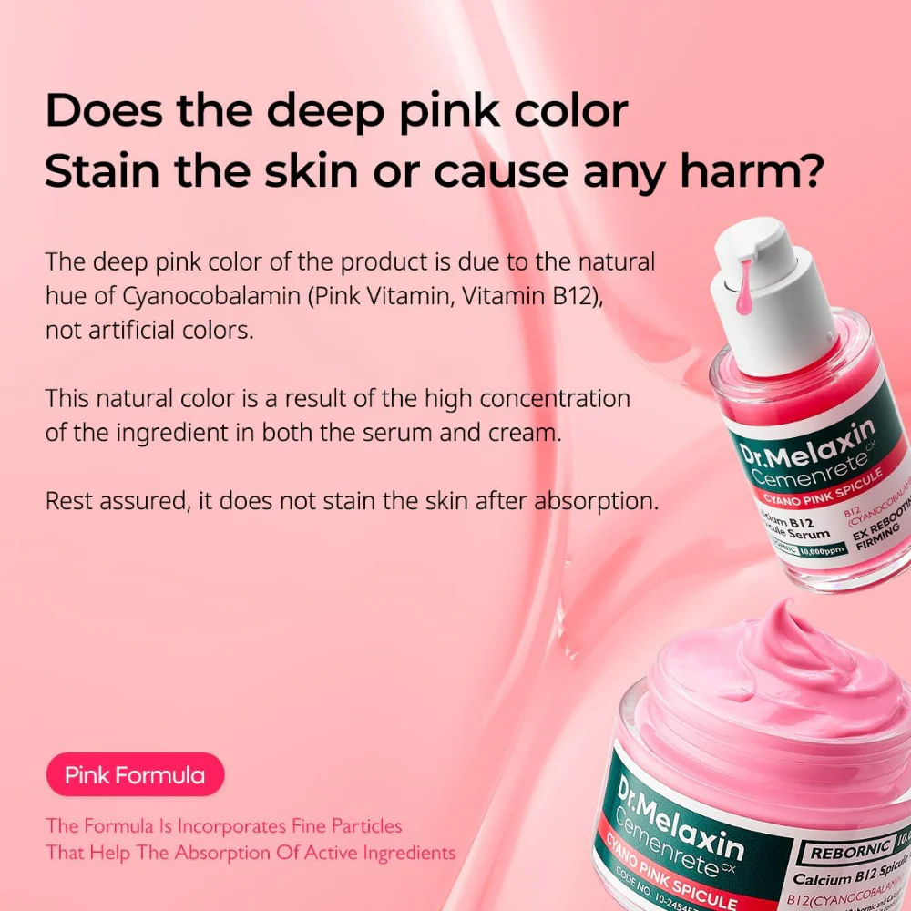Dr. Melaxin Cemenrete Cyano Pink Spicule Calcium B12 Cream 50ml - Image 6