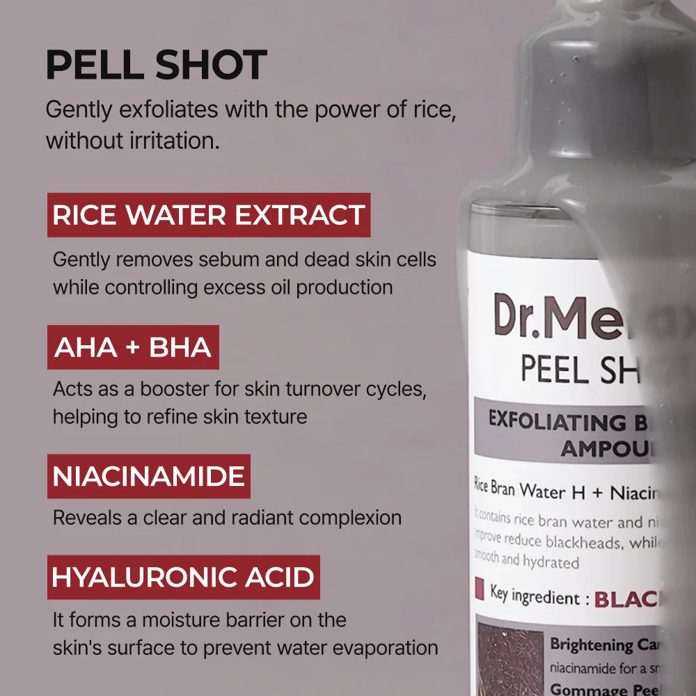 Dr. Melaxin Peel Shot Exfoliating Black Rice Ampoule 80ml - Image 4