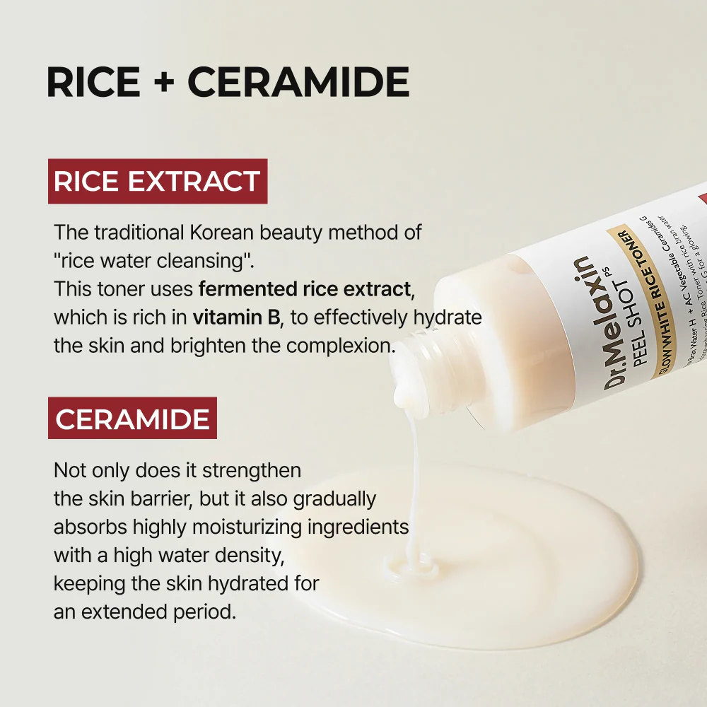 Dr. Melaxin Peel Shot Glow White Rice Toner 200ml - Image 3