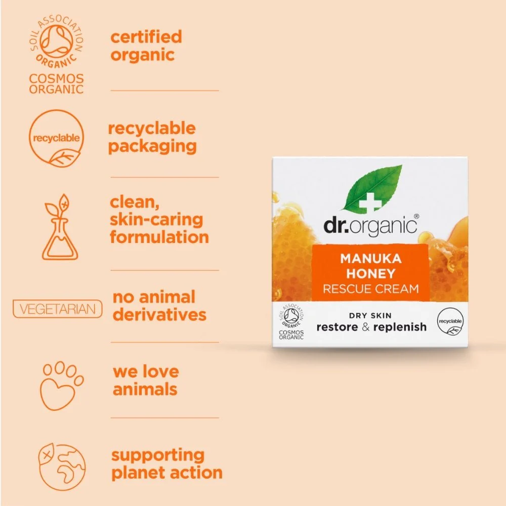 Dr. Organic Organic Manuka Honey Rescue Cream 50ml - Image 6