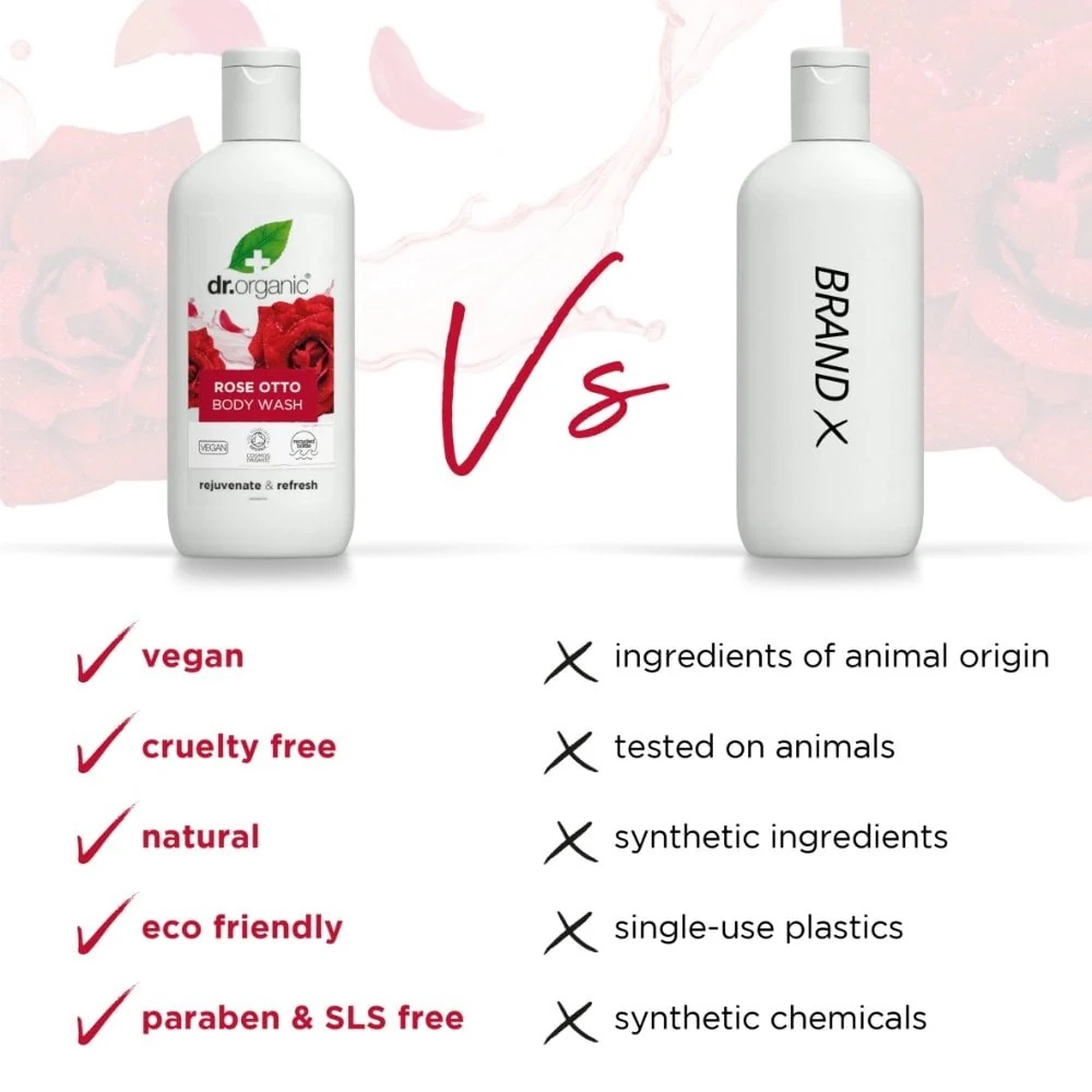 Dr. Organic Rose Otto Body Wash 250ml - Image 4