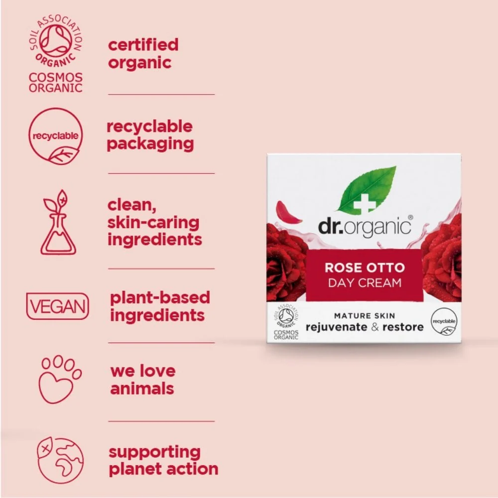 Dr. Organic Rose Otto Day Cream 50ml - Image 3