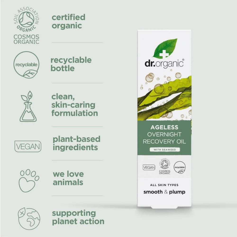 Dr. Organic Seaweed Ageless Overnight Recovery Oil 30ml - Image 3