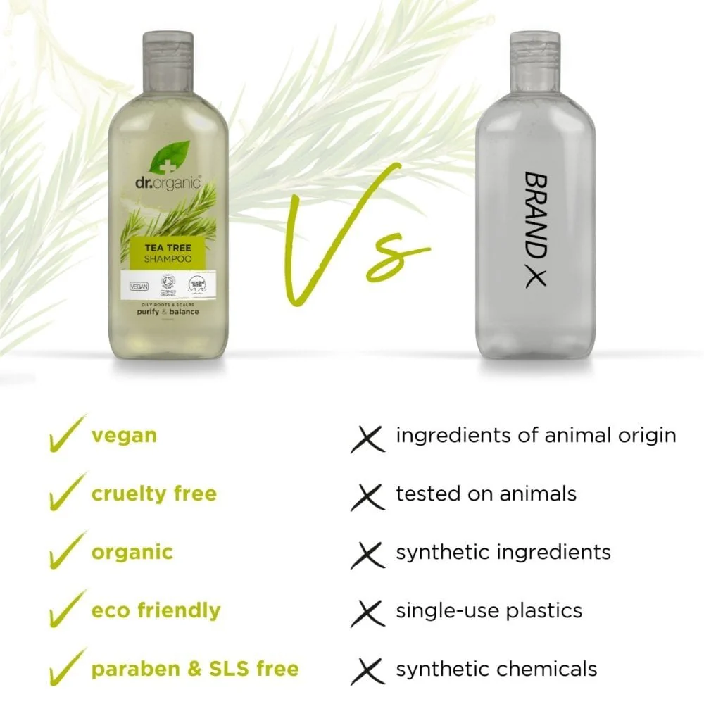 Dr. Organic Tea Tree Shampoo & Conditioner Twin 2 x 265ml - Image 3