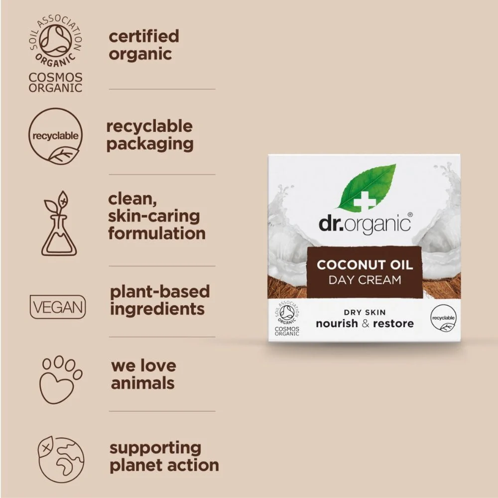Dr. Organic Virgin Coconut Oil Day Cream 50ml - Image 3