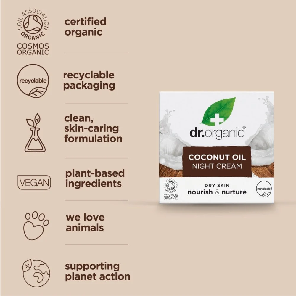 Dr. Organic Virgin Coconut Oil Night Cream 50ml - Image 3