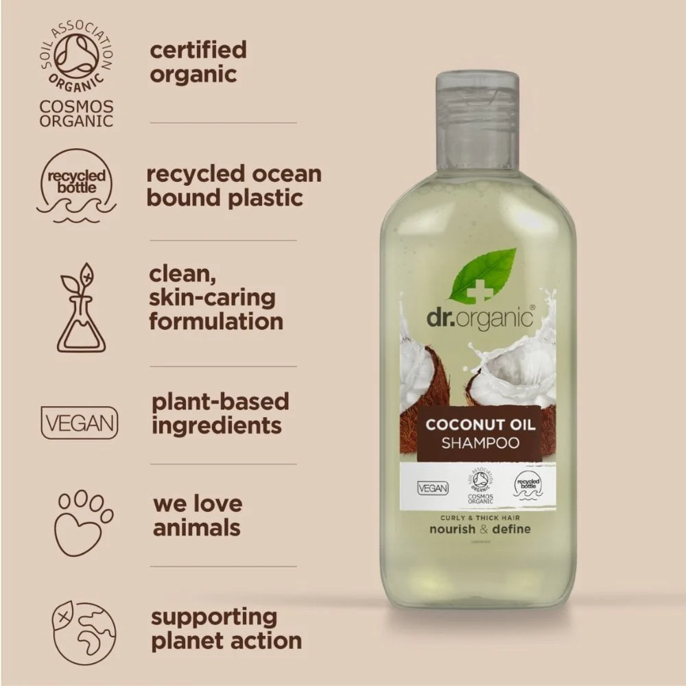 Dr. Organic Virgin Coconut Oil Shampoo & Conditioner Twin 2 x 265ml - Image 2