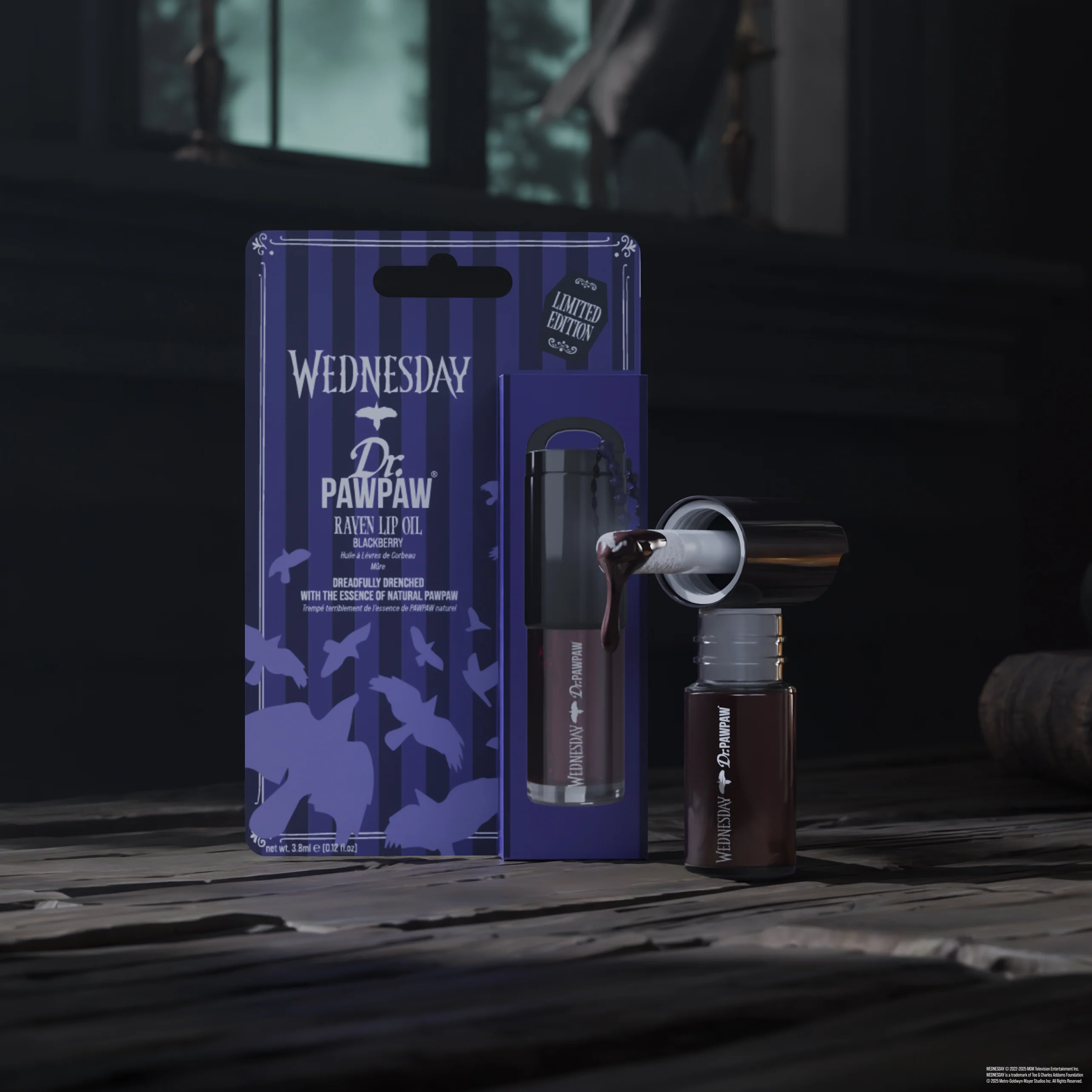 Dr. PawPaw x Wednesday Raven Lip Oil Blackberry 3ml - Image 2