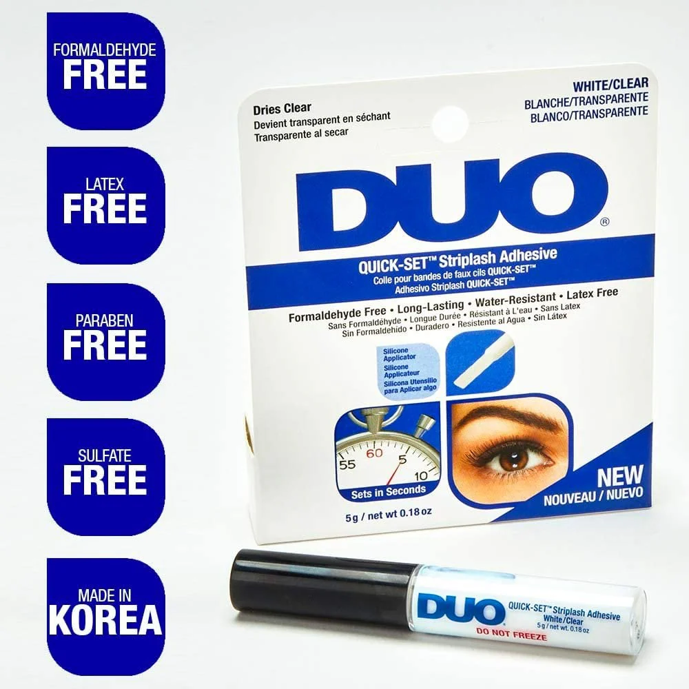 Duo Eyelash Glue Quick-Set Striplash Adhesive Formaldehyde & Latex-Free White/Clear 5g - Image 3