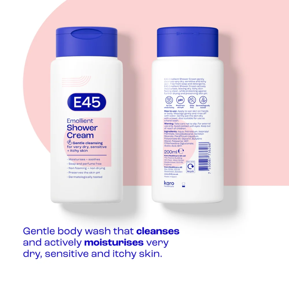 E45 Dermatological Emollient Shower Cream 200ml - Image 2