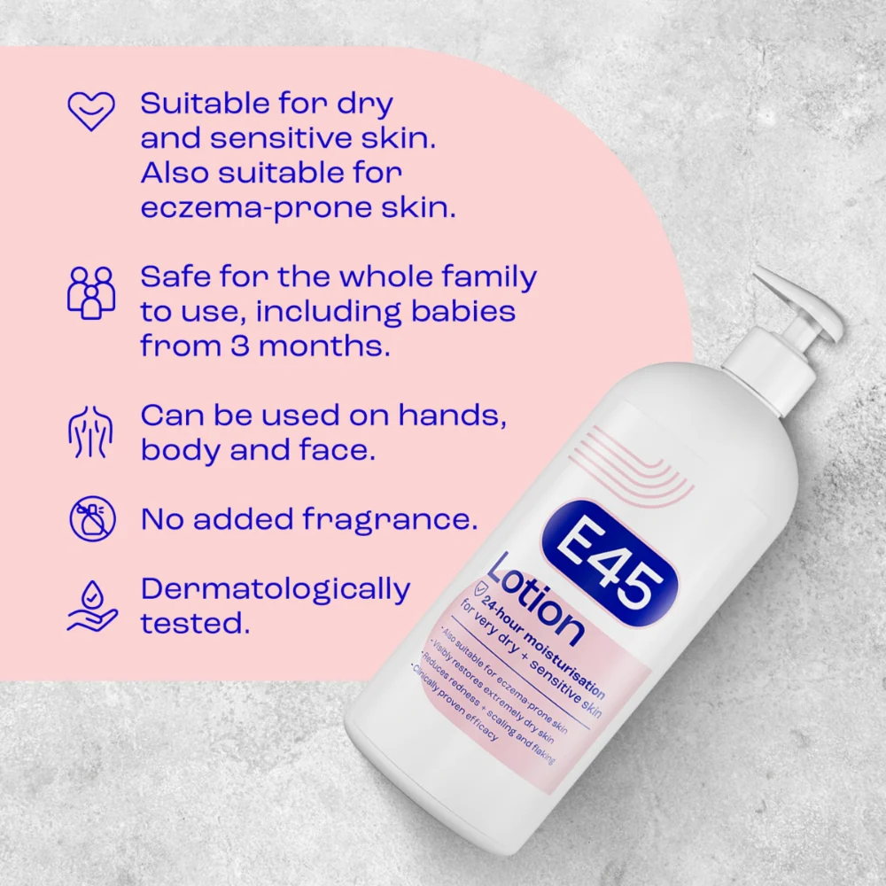 E45 Moisturiser Body Lotion 1000ml - Image 5