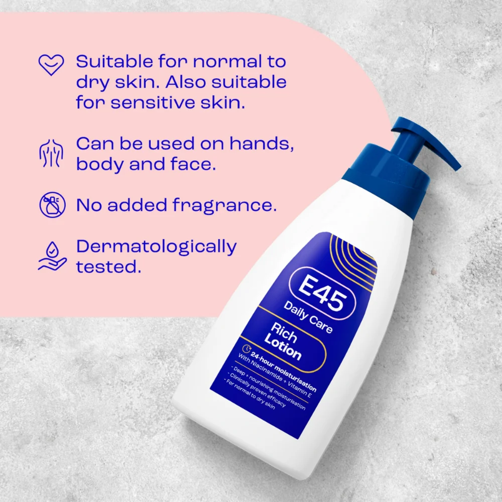 E45 Rich 24h Body Lotion Moisturiser 400ml - Image 5