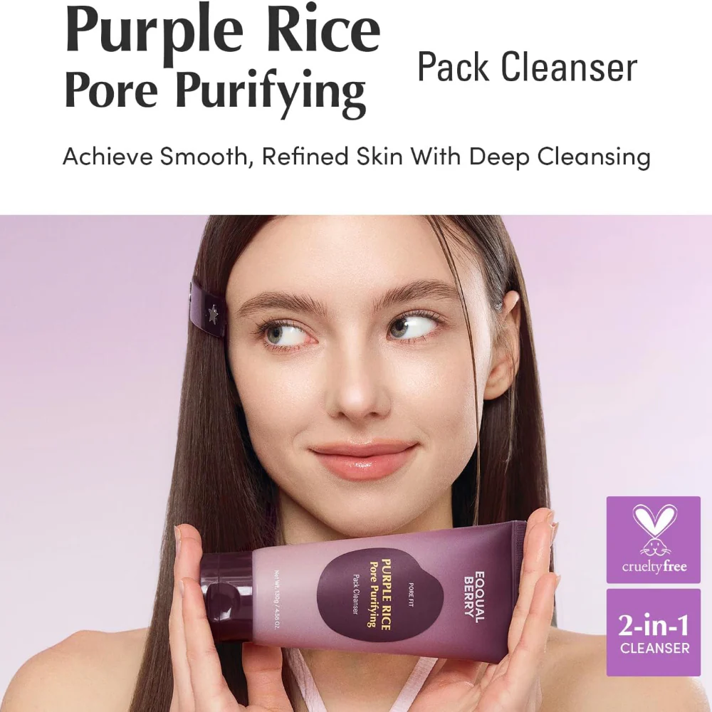Eqqualberry Pore Fit Purple Rice Pore Purifying Pack Cleanser 130ml - Image 2