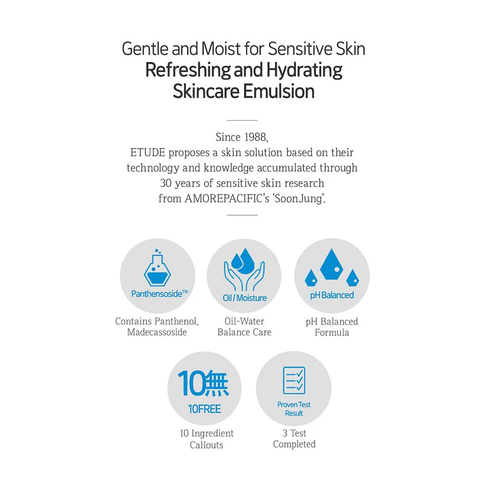 Etude House SoonJung 10 Free Moisturising Emulsion 130ml - Image 4