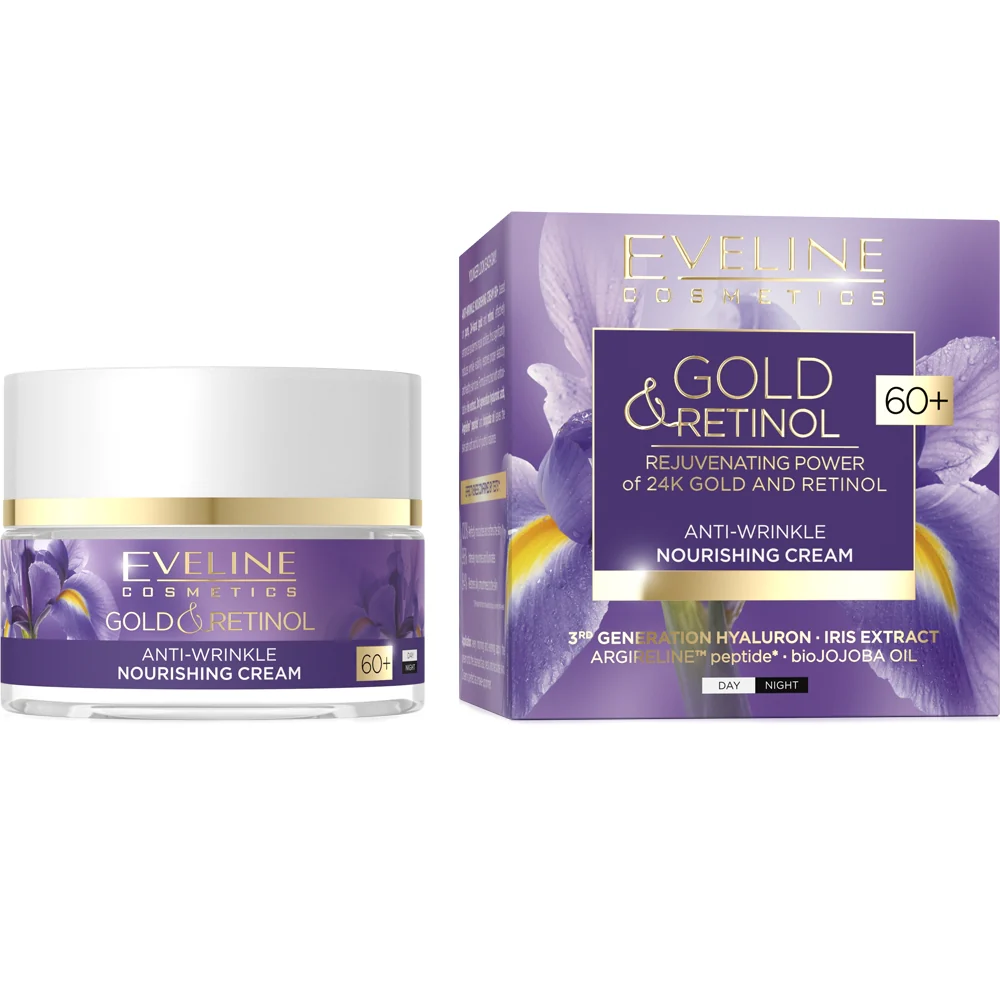 Eveline Cosmetics Gold & Retinol Anti-Wrinkle Nourishing Day & Night Cream 60+ 50ml - Image 2