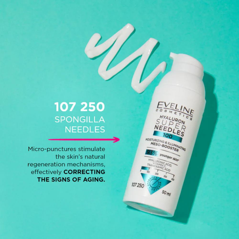 Eveline Cosmetics Hyaluron Super Needles 100 Moisturising & Illuminating Meso-Booster 50ml - Image 3
