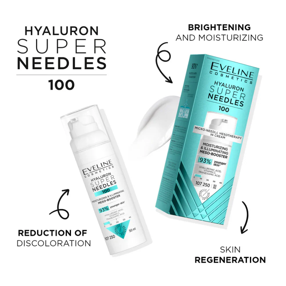 Eveline Cosmetics Hyaluron Super Needles 100 Moisturising & Illuminating Meso-Booster 50ml - Image 4